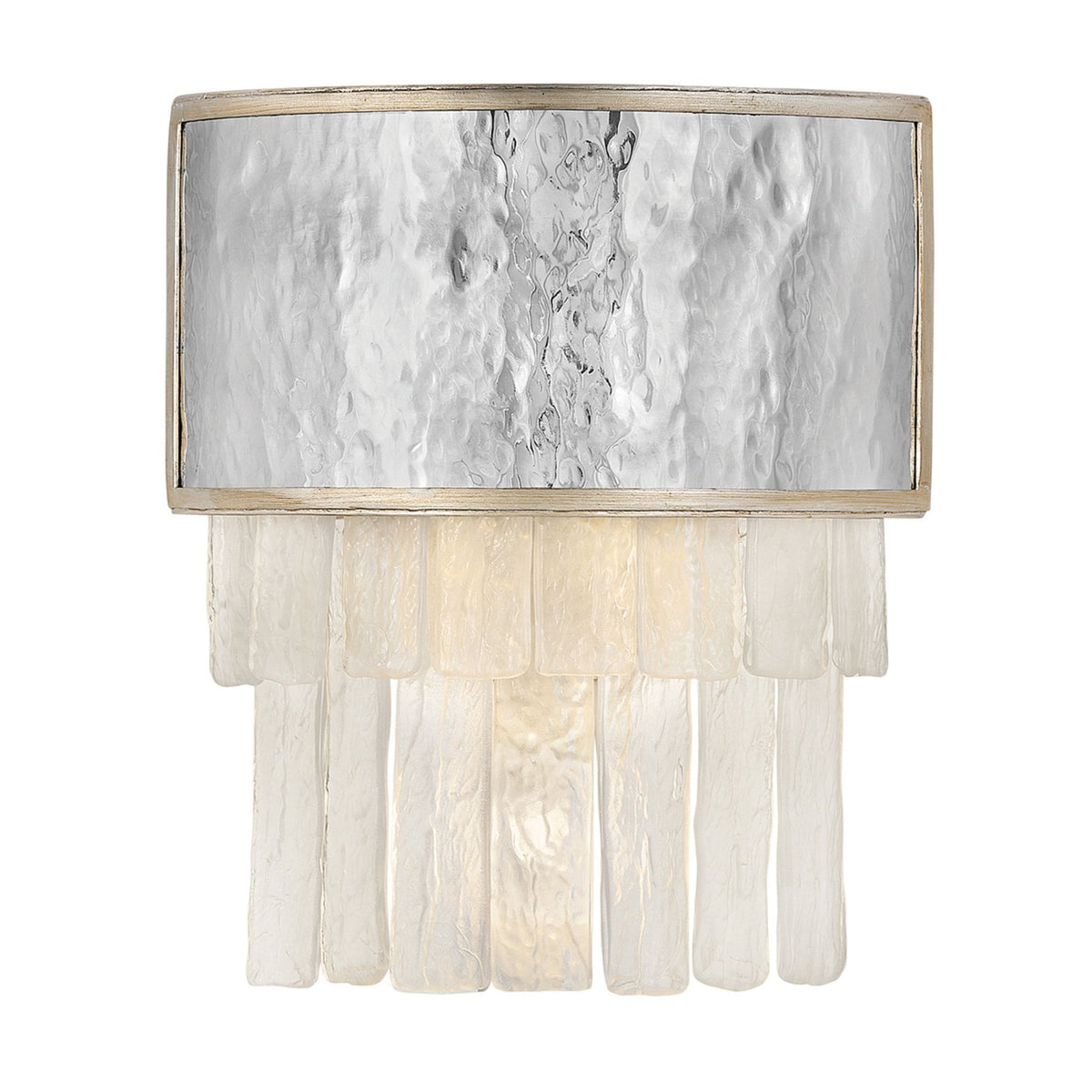 Reverie Wall Light with Crystal Panels with Hammered Stainless Steel Shade