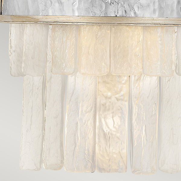 Reverie Wall Light with Crystal Panels with Hammered Stainless Steel Shade