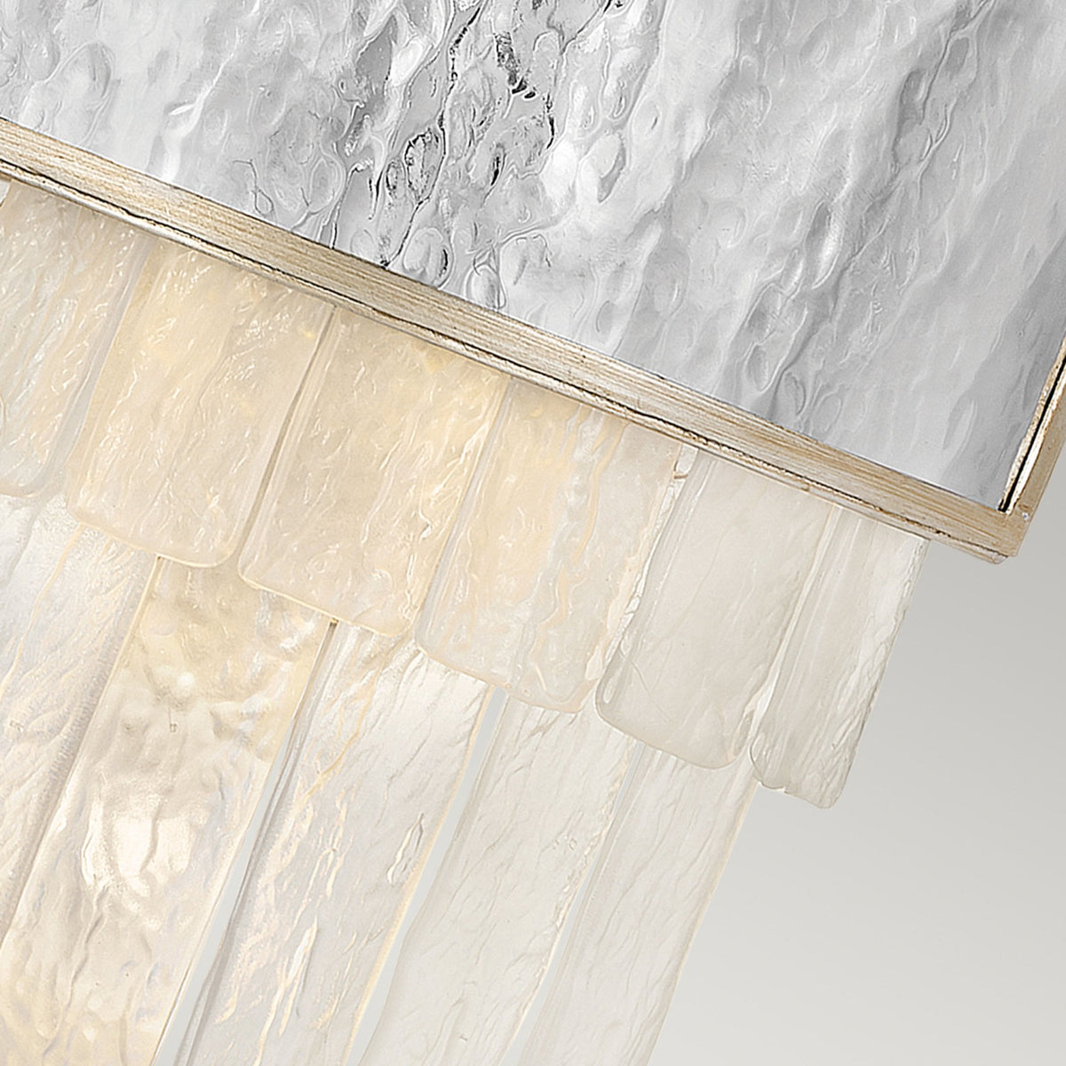 Reverie Wall Light with Crystal Panels with Hammered Stainless Steel Shade