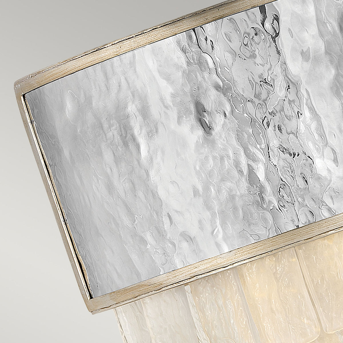 Reverie Wall Light with Crystal Panels with Hammered Stainless Steel Shade
