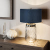 Sola Large Dual Lit Hand Blown Glass Table Lamp with Breton Blue Shade