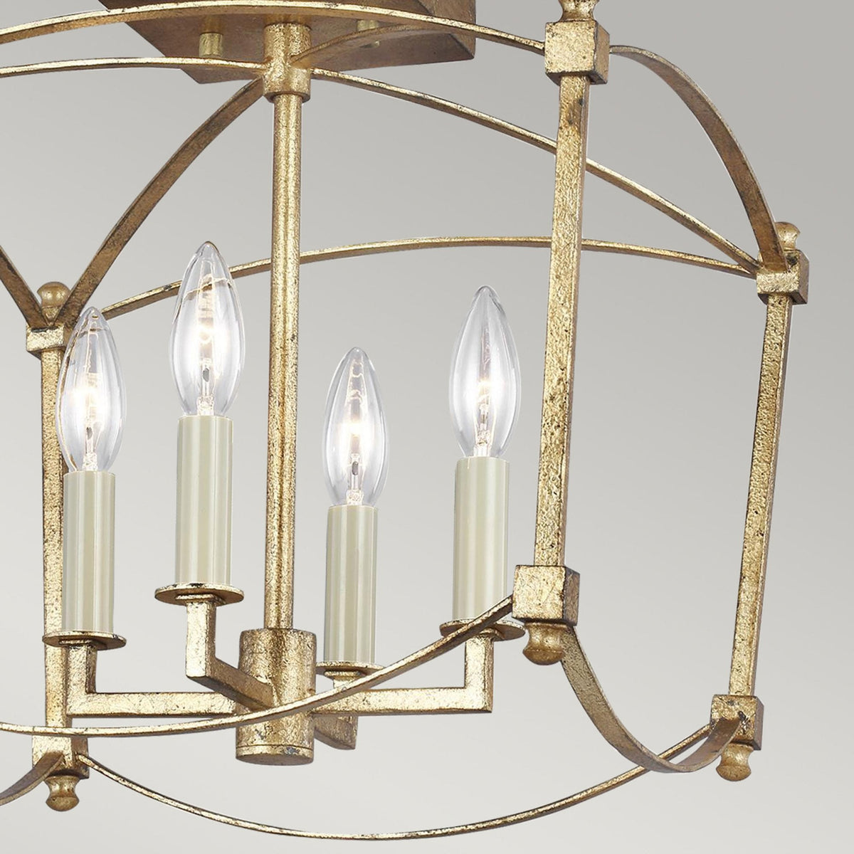 Thayer Four Lamp Semi Flush in Antique Gild
