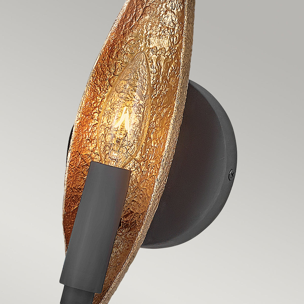 Willow Single Wall Light in Carbon Black Enhanced with a crisp Deluxe Gold