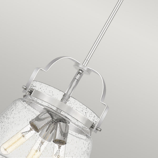 Wimberley Pendant Light in Polished Chrome with Clear Seeded Glass