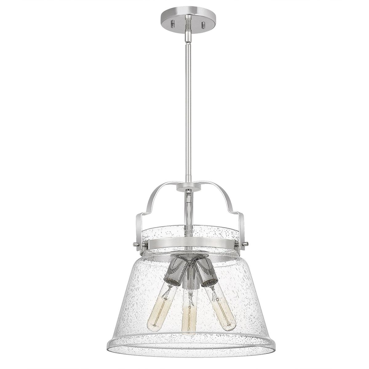 Wimberley Pendant Light in Polished Chrome with Clear Seeded Glass