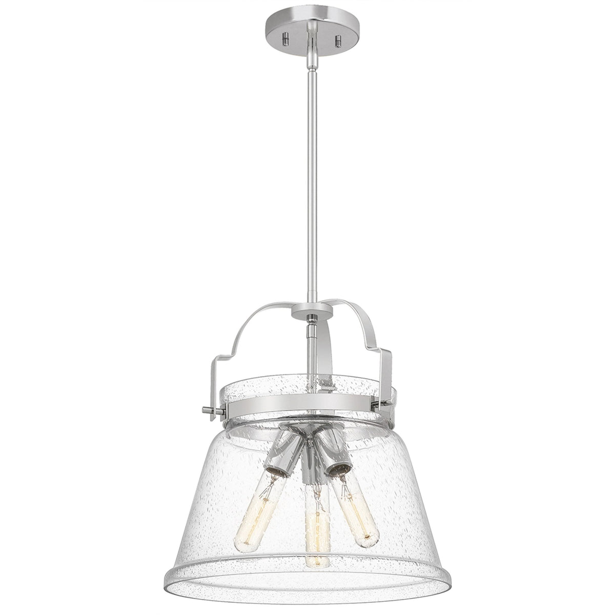 Wimberley Pendant Light in Polished Chrome with Clear Seeded Glass