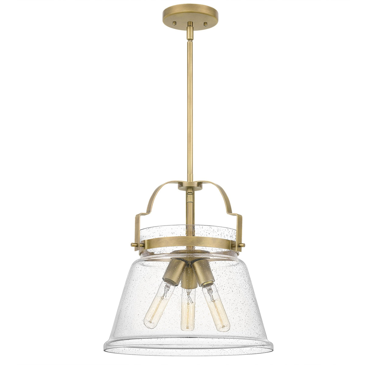 Wimberley Pendant Light in Weathered Brass with Clear Seeded Glass