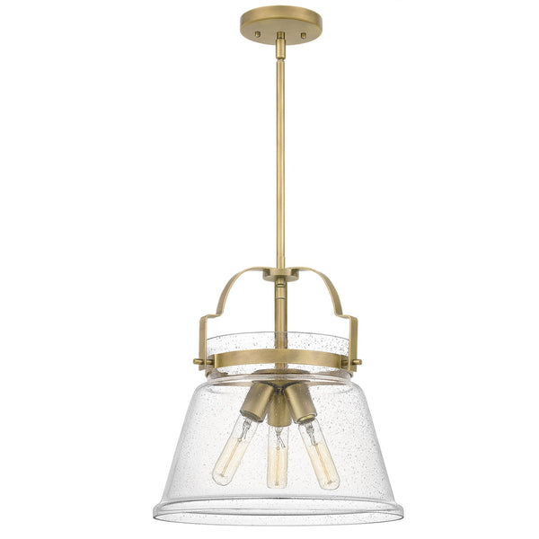 Wimberley Pendant Light in Weathered Brass with Clear Seeded Glass