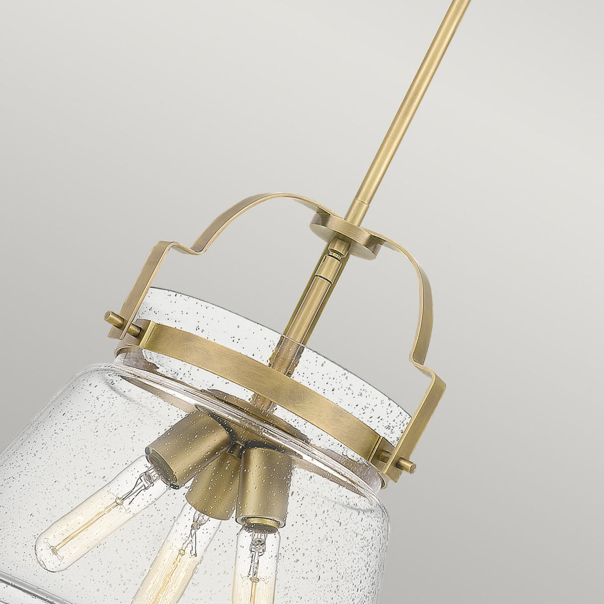 Wimberley Pendant Light in Weathered Brass with Clear Seeded Glass