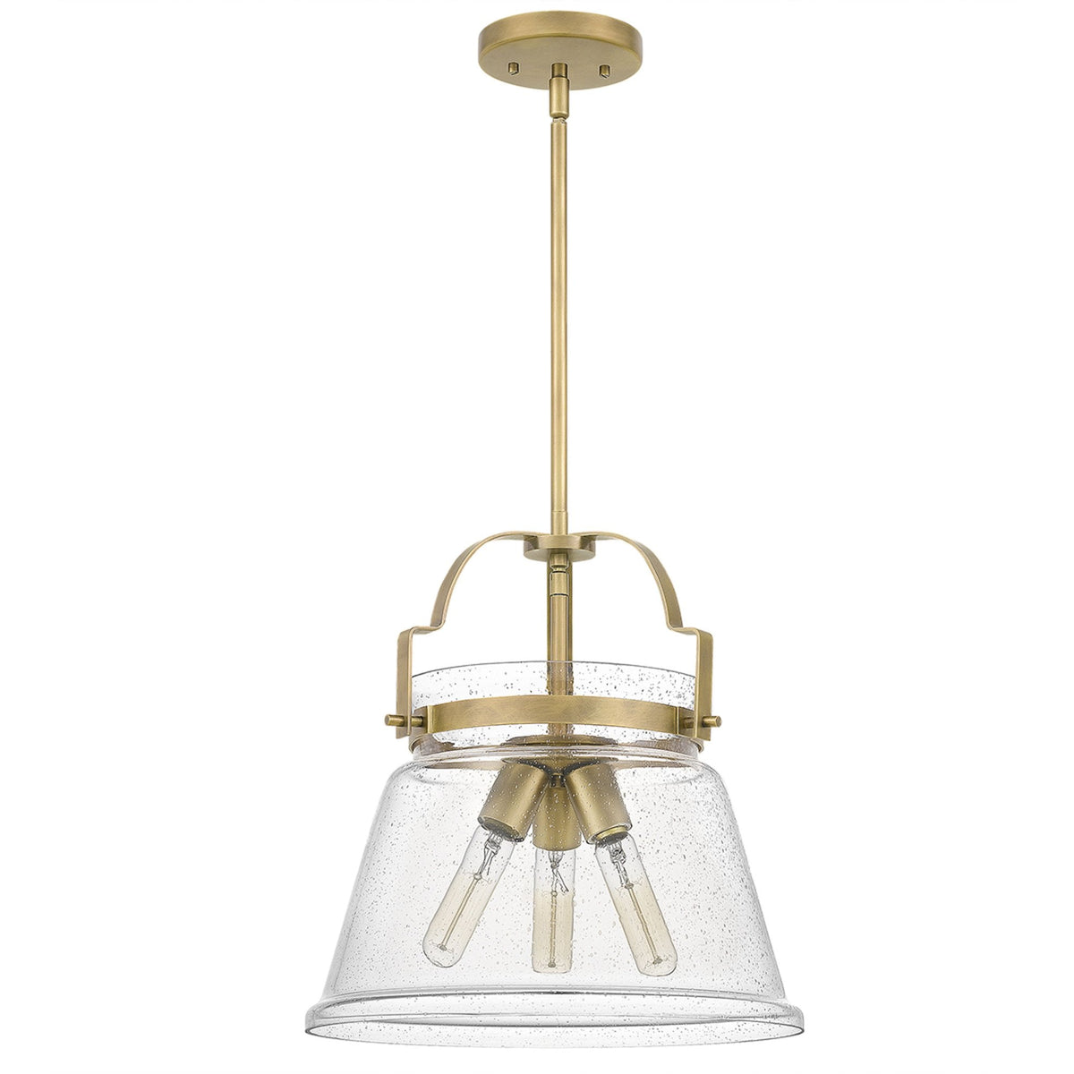 Wimberley Pendant Light in Weathered Brass with Clear Seeded Glass
