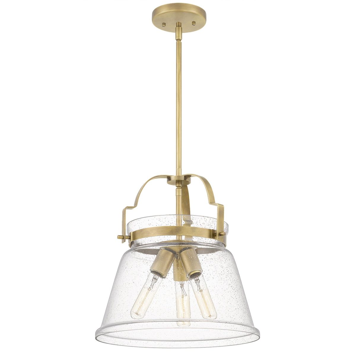 Wimberley Pendant Light in Weathered Brass with Clear Seeded Glass