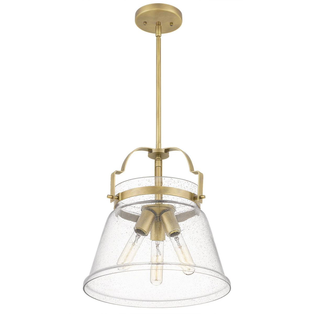 Wimberley Pendant Light in Weathered Brass with Clear Seeded Glass