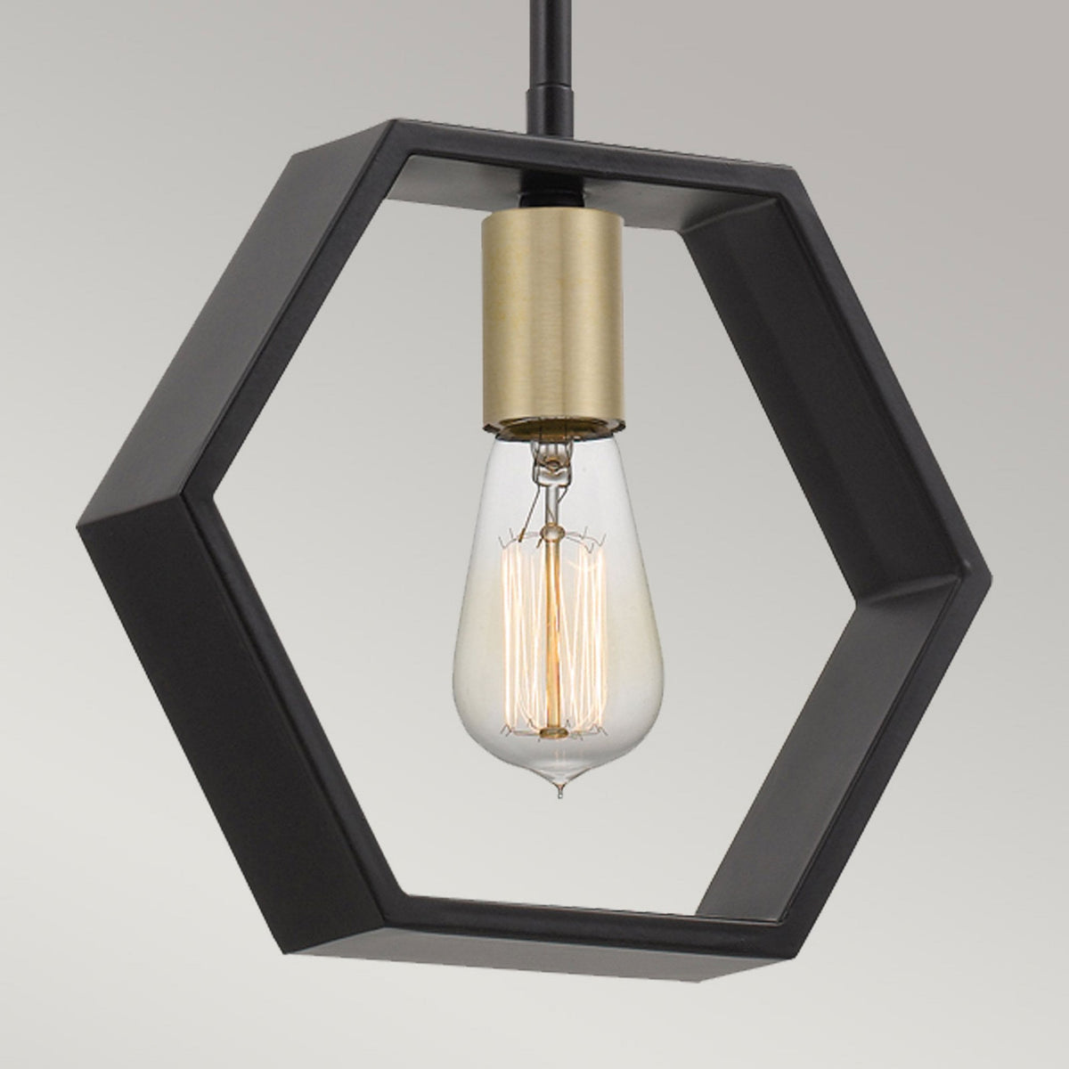 Bismarck Geometric Single Lamp Pendant in Earth Black