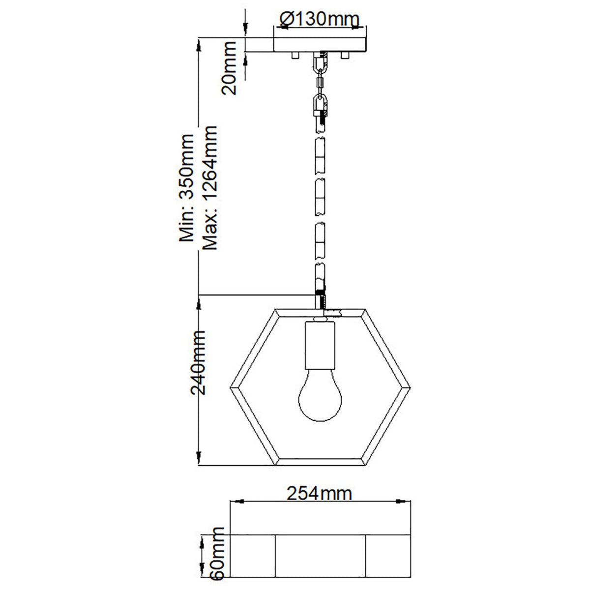 Bismarck Geometric Single Lamp Pendant in Earth Black
