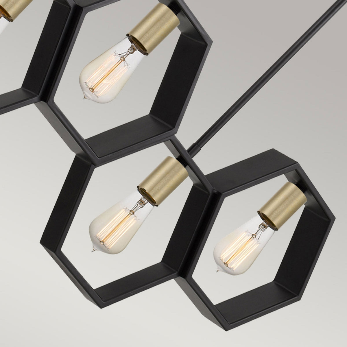 Bismarck Geometric Five Lamp Linear Pendant in Earth Black