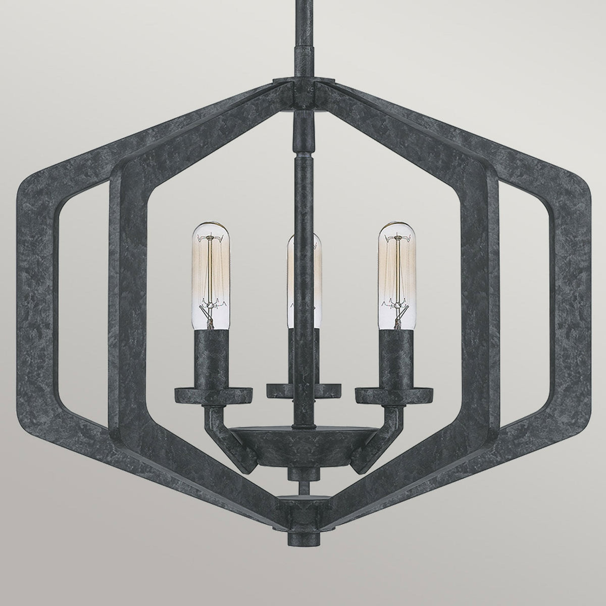 Vanguard Triple Lamp Single Drop Pendant or Semi Flush in Old Black