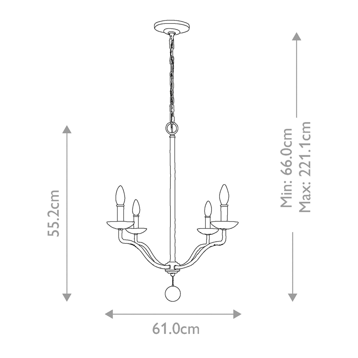 Annie Four Arm Pendant Chandelier in Textured Plaster White