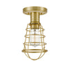 Mixon Semi Flush Industrial Style Ceiling Light in Brushed Brass