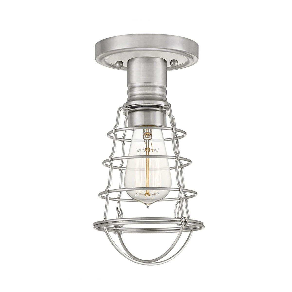 Mixon Semi Flush Industrial Style Ceiling Light in Brushed Nickel