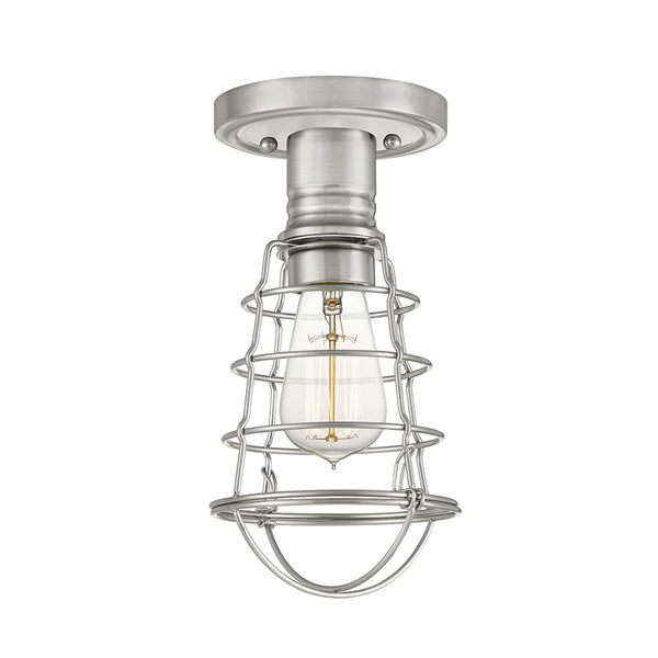 Mixon Semi Flush Industrial Style Ceiling Light in Brushed Nickel