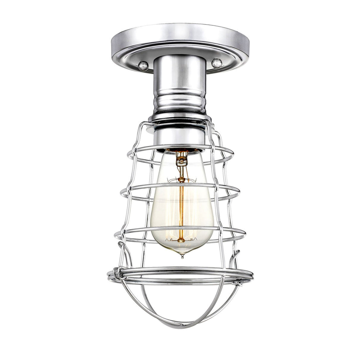 Mixon Semi Flush Industrial Style Ceiling Light in Polished Chrome