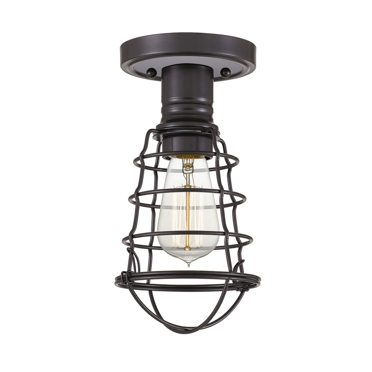 Mixon Semi Flush Industrial Style Ceiling Light in Palladian Bronze