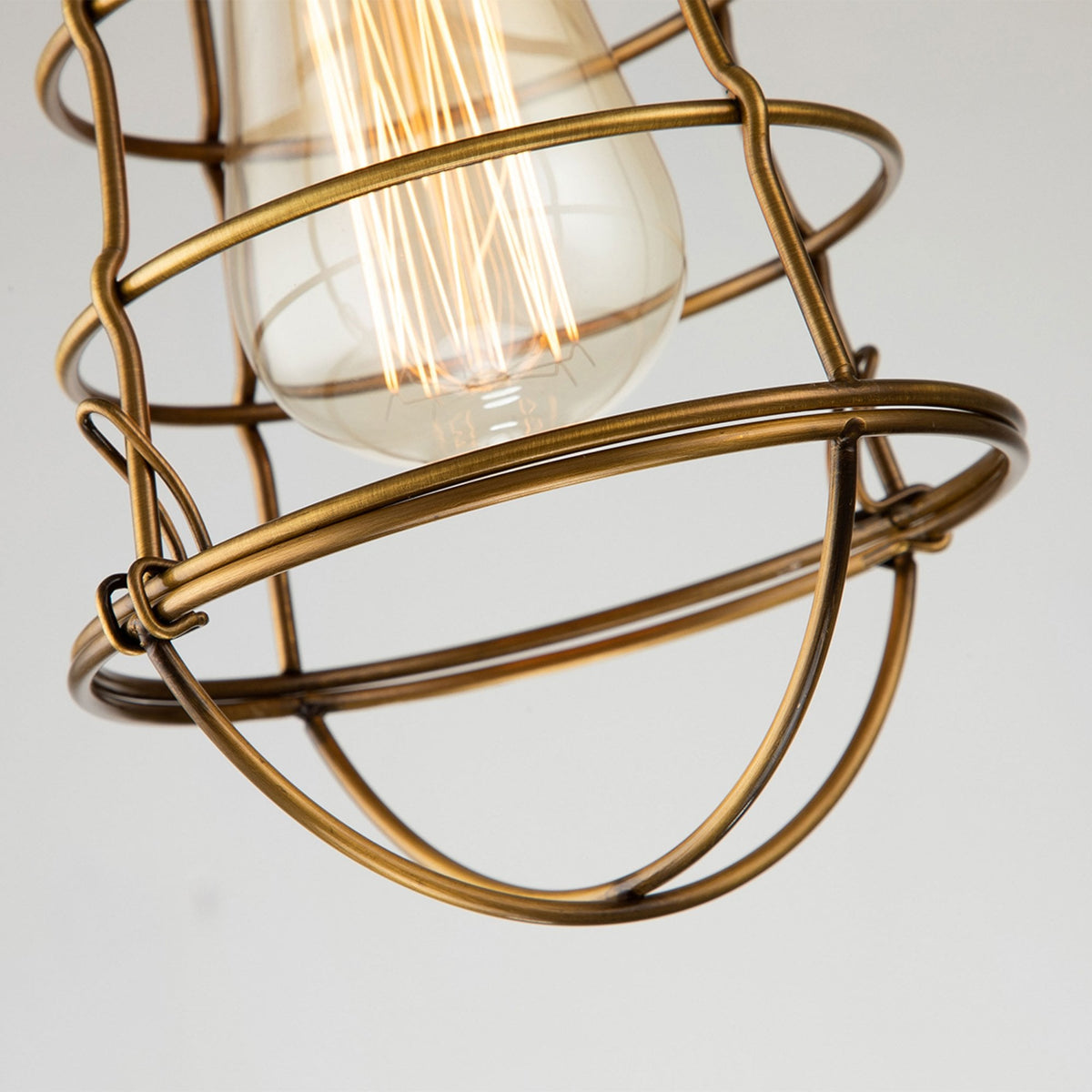 Mixon Semi Flush Industrial Style Ceiling Light in Weathered Brass