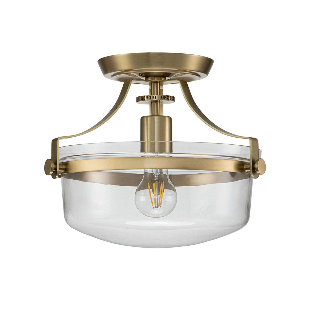 Penn Station Semi Flush Light in Brushed Brass