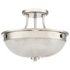 Mantle Semi-Flush Light in Polished Nickel with Prismatic Glass Dome Shade