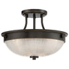 Mantle Semi-Flush Light in Palladian Bronze with Prismatic Glass Dome Shade