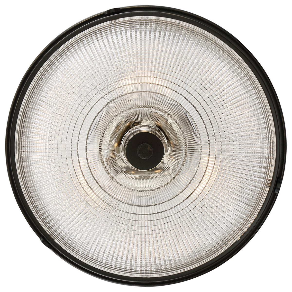Mantle Semi-Flush Light in Palladian Bronze with Prismatic Glass Dome Shade