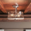 Hollister Semi-Flush Ceiling Light in Polished Nickel with Seeded Glass Shade