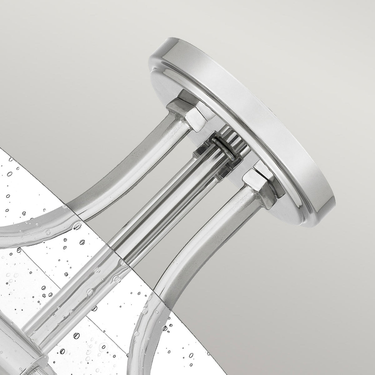 Hollister Semi-Flush Ceiling Light in Polished Nickel with Seeded Glass Shade