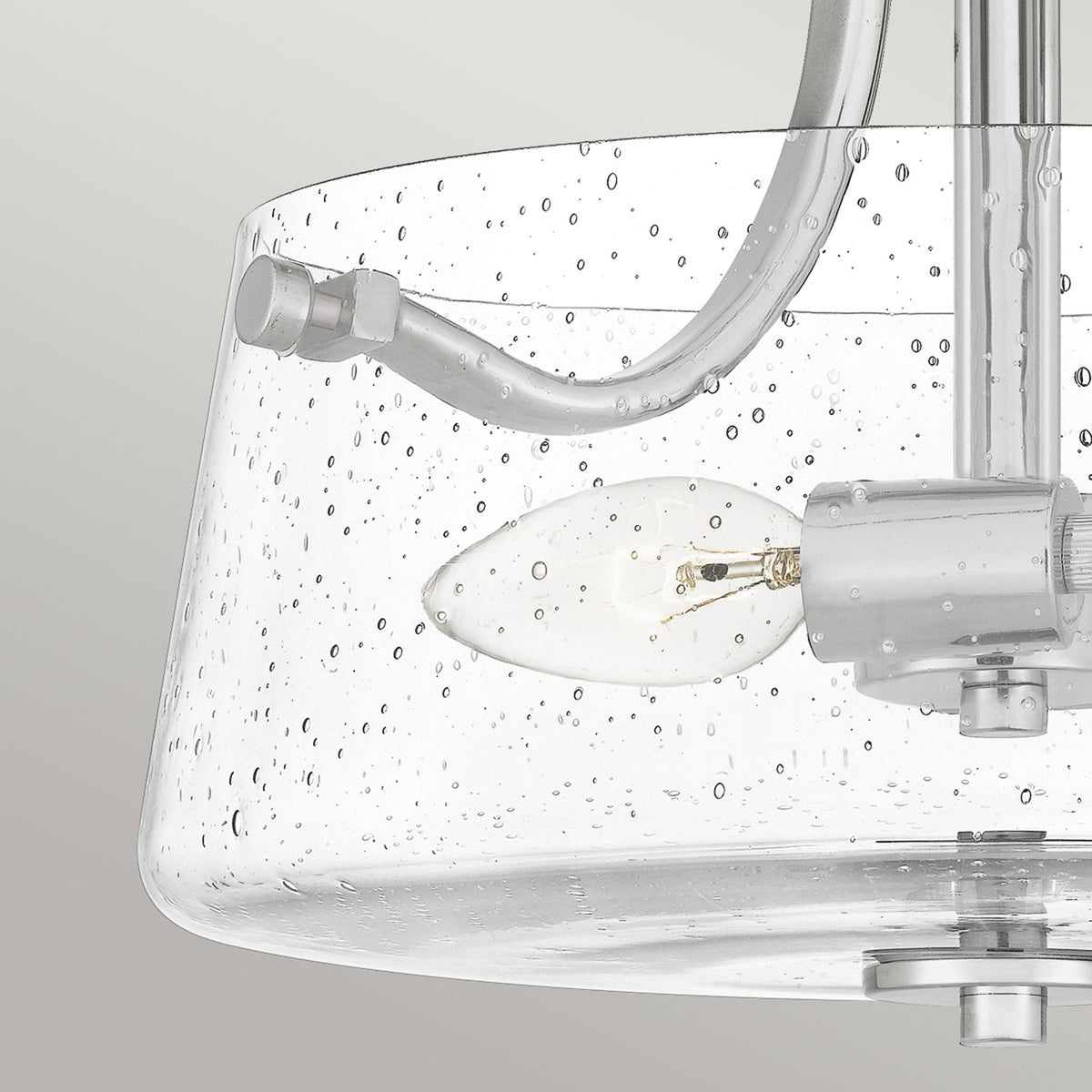 Hollister Semi-Flush Ceiling Light in Polished Nickel with Seeded Glass Shade