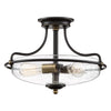 Griffin Three Light Semi-Flush Light in Palladian Bronze with Weathered Brass Accents