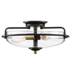 Griffin Three Lamp Ceiling Light in Palladian Bronze with Weathered Brass Accents