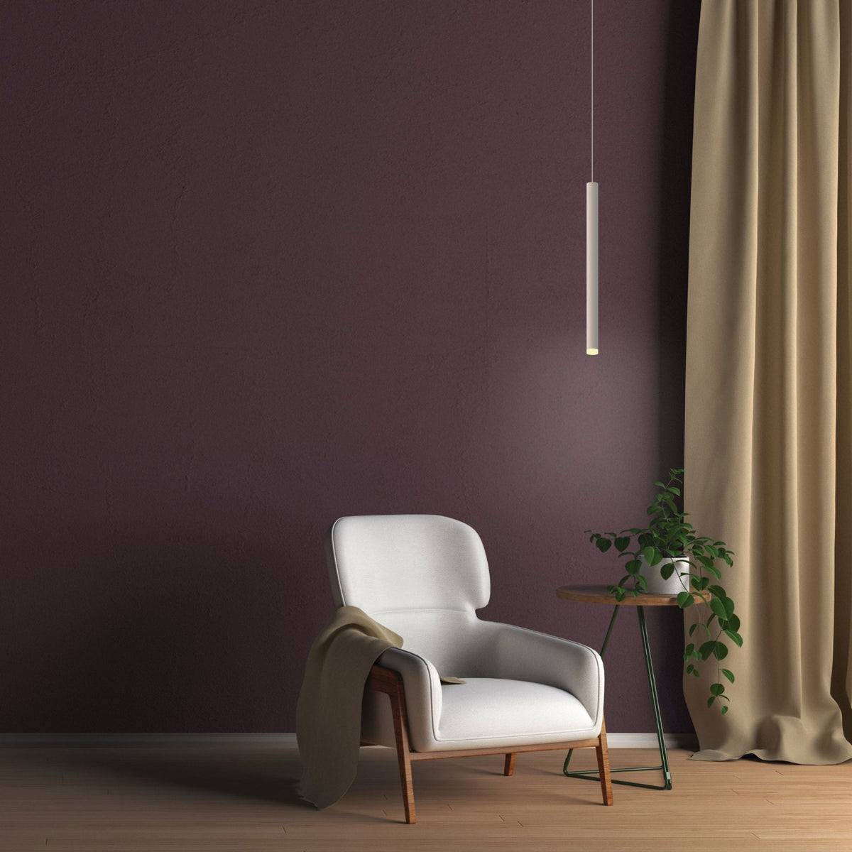Cala Single LED Pendant In Sand White