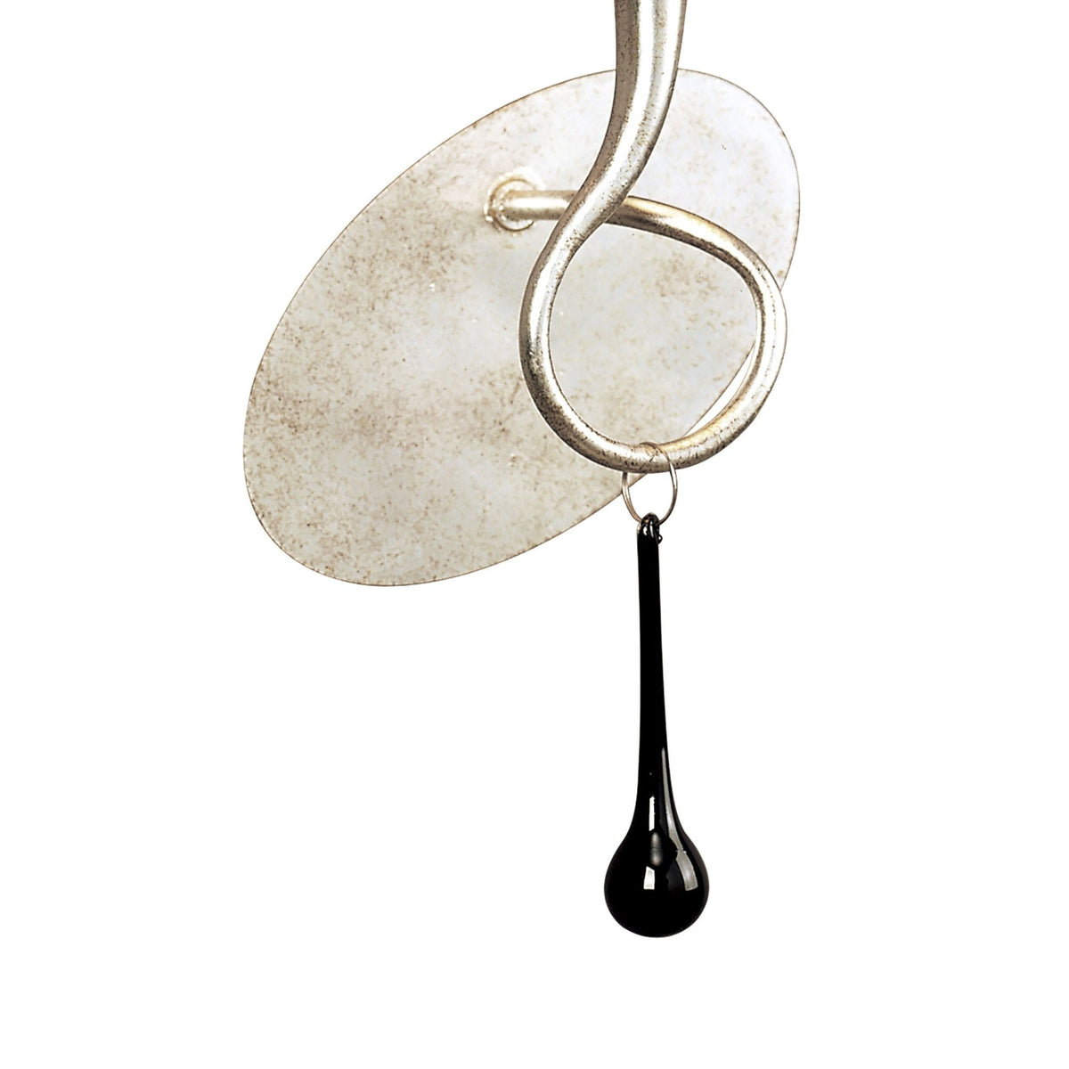 Paola Wall Lamp In Painted Silver & Black With Black Fabric Shade