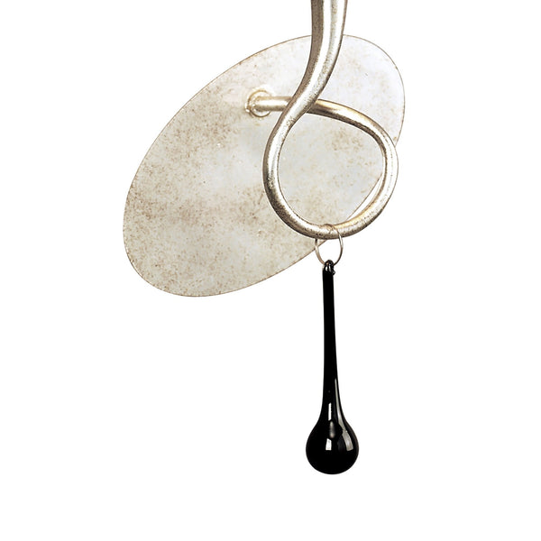 Paola Wall Lamp In Painted Silver & Black With Black Fabric Shade