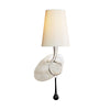 Paola Wall Lamp In Painted Silver & Black With Cream Fabric Shade