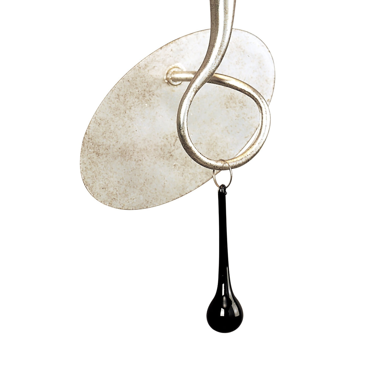 Paola Wall Lamp In Painted Silver & Black With Cream Fabric Shade