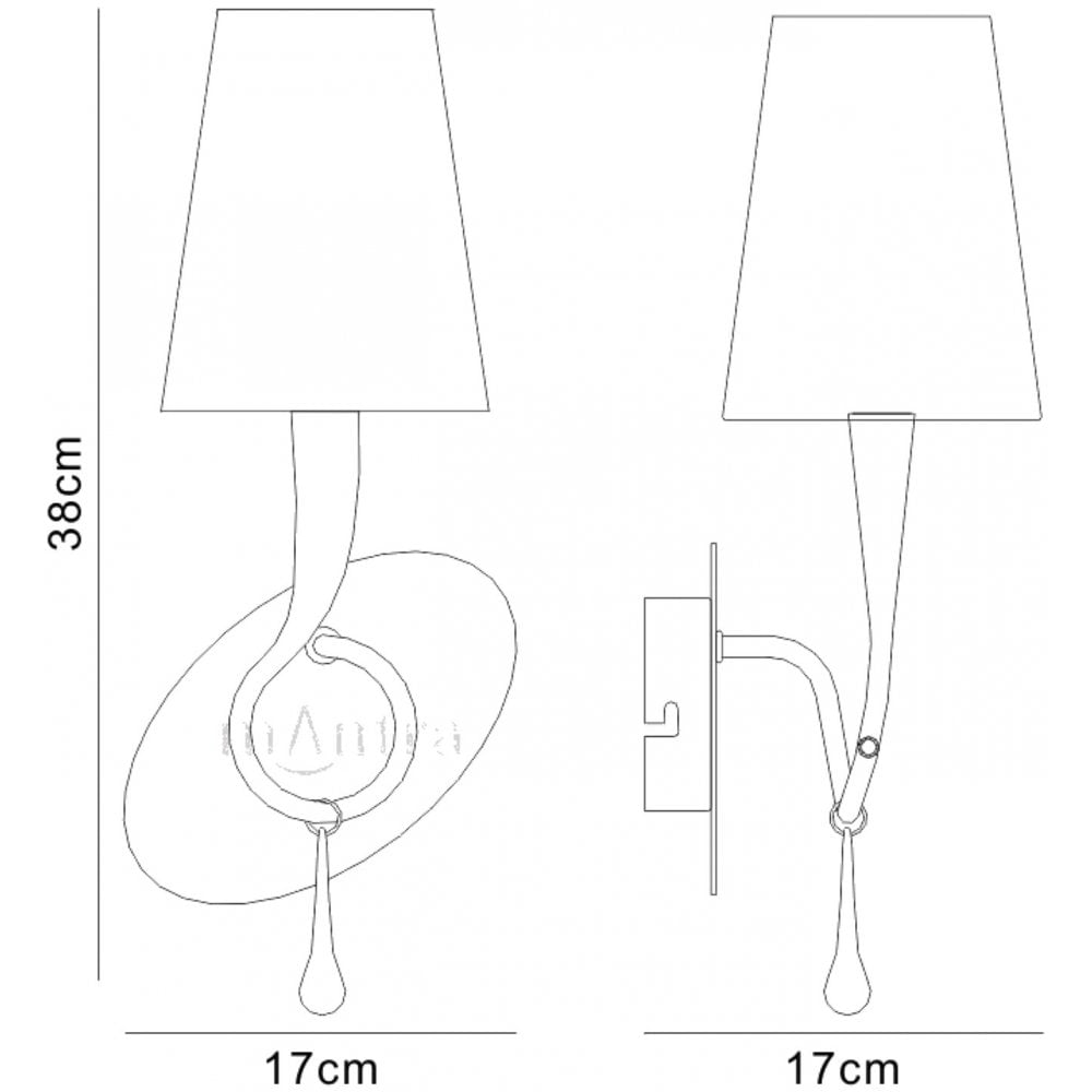 Paola Wall Lamp In Painted Silver & Black With Cream Fabric Shade