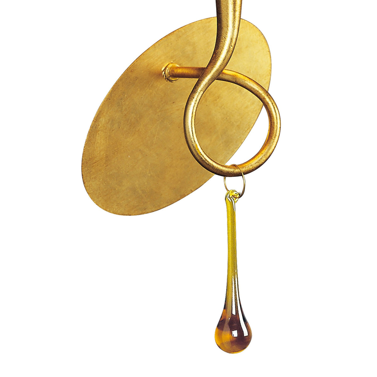 Paola Wall Lamp In Painted Gold & Amber With Black Fabric Shade