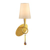 Paola Wall Lamp In Painted Gold & Amber With Cream Fabric Shade