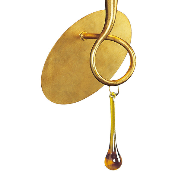 Paola Wall Lamp In Painted Gold & Amber With Cream Fabric Shade