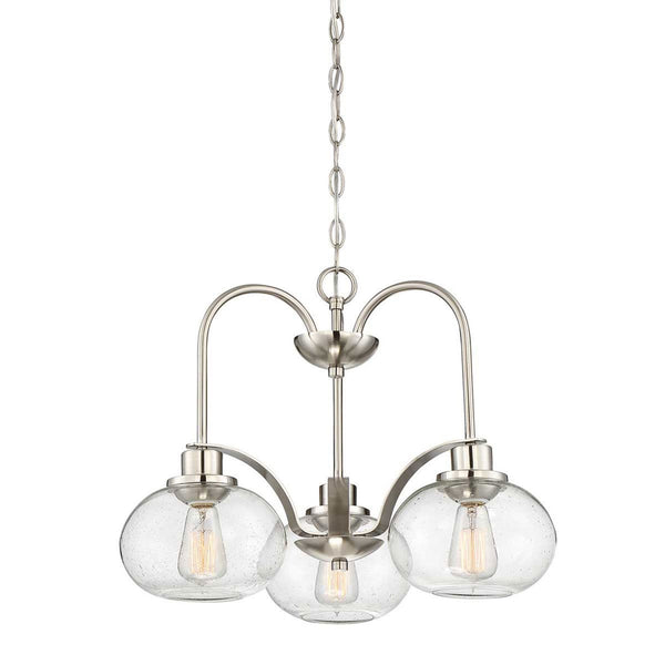 Trilogy Three Light Chandelier in Brushed Nickel