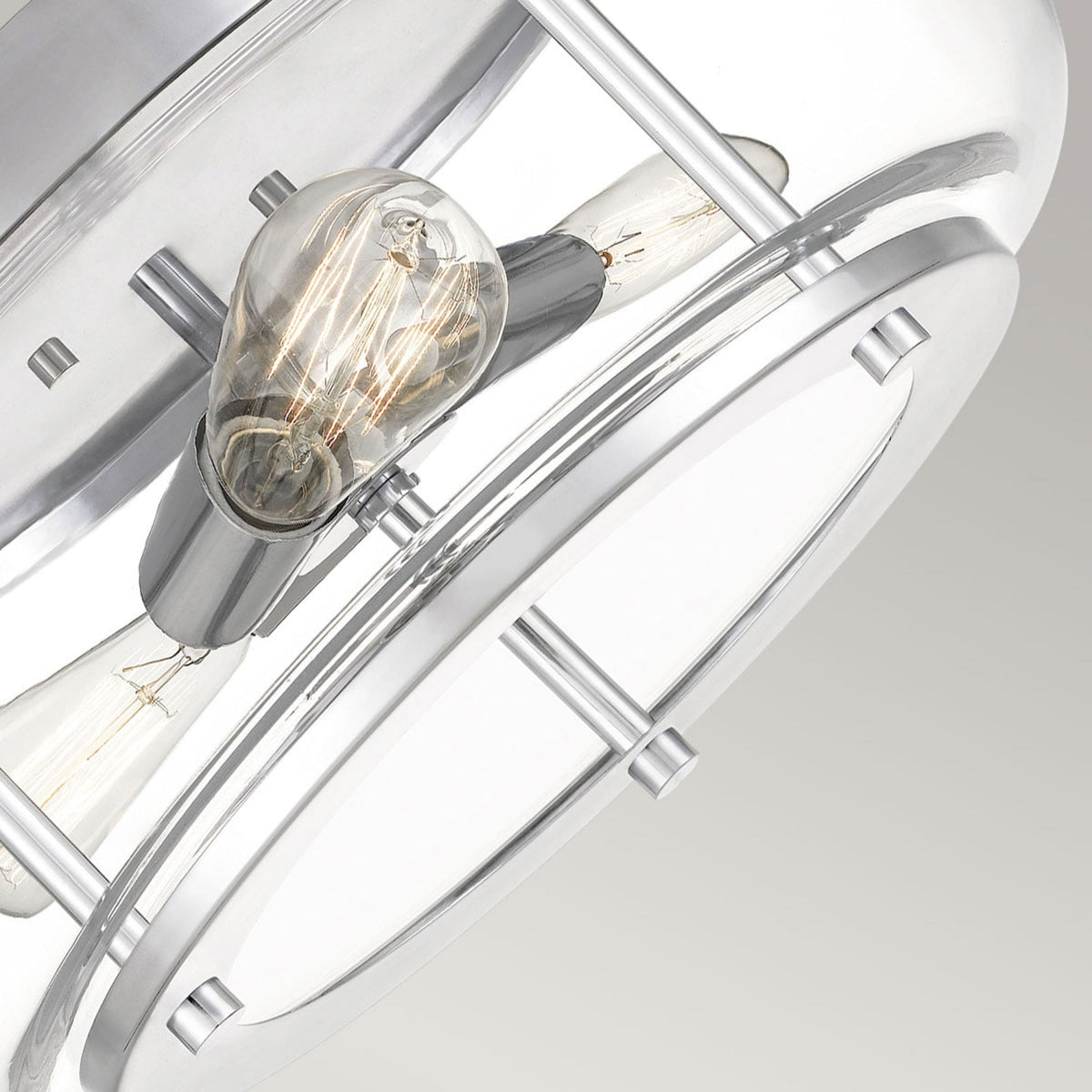 Trilogy IP44 Medium Flush Ceiling Light in Polished Chrome and Clear Glass