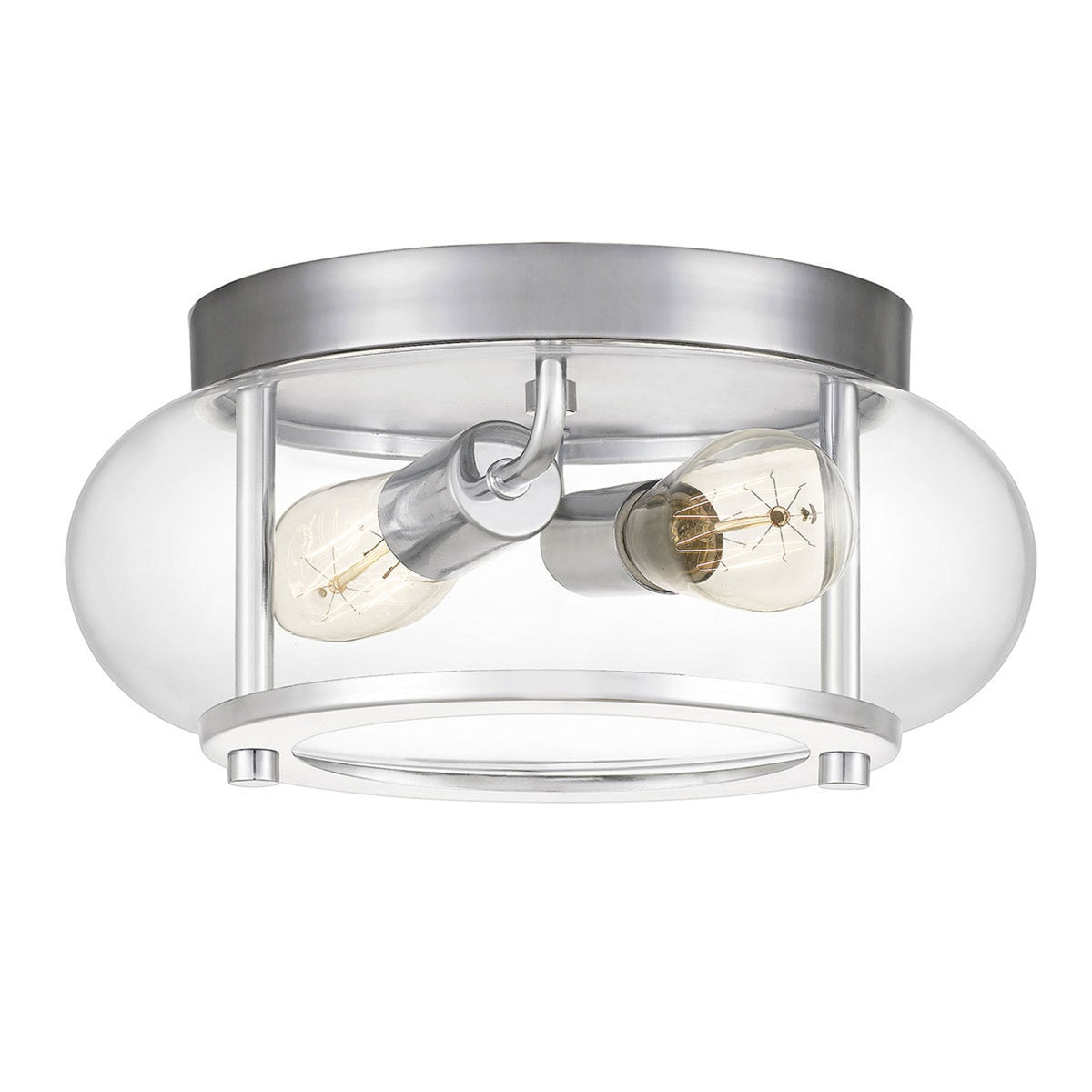 Trilogy IP44 Small Flush Ceiling Light in Polished Chrome and Clear Glass