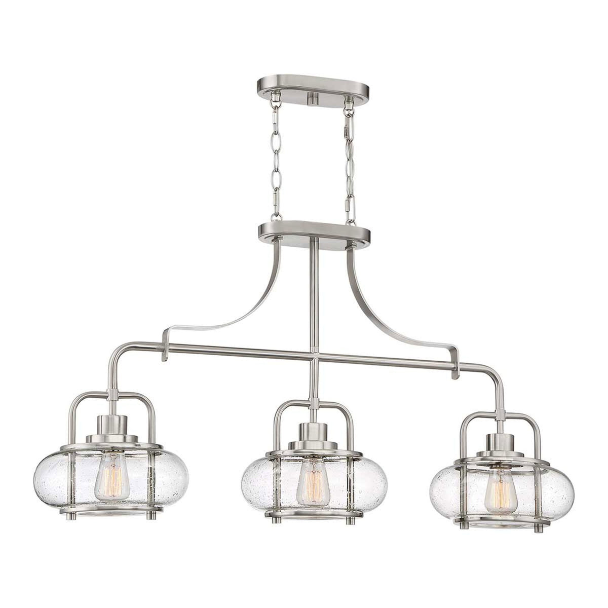 Trilogy Three Lamp Linear Pendant in Brushed Nickel