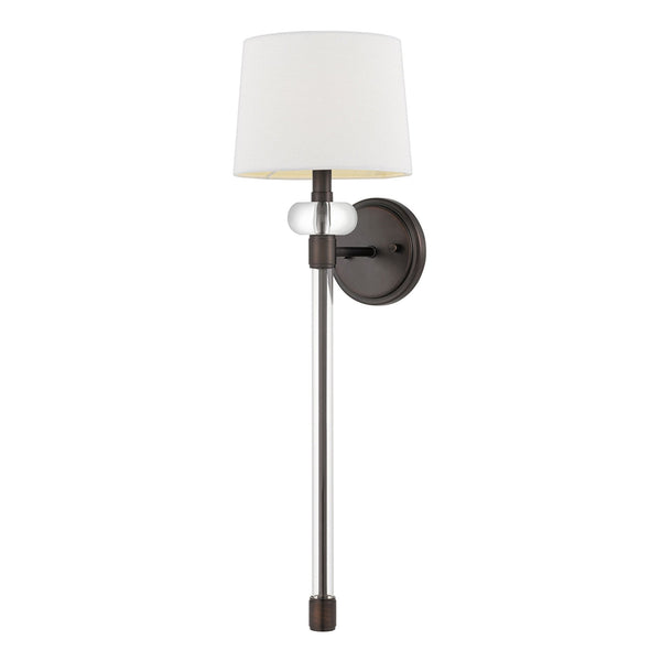 Barbour Single Wall Light in Harbor Bronze with White Fabric Shade